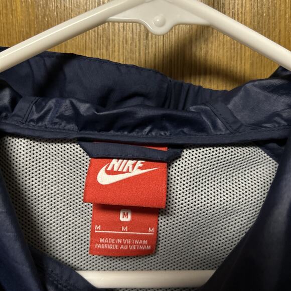 Nike size M women’s Jacket Windrunner Hooded Vented Running Golf Navy Gray B25 - Picture 4 of 12